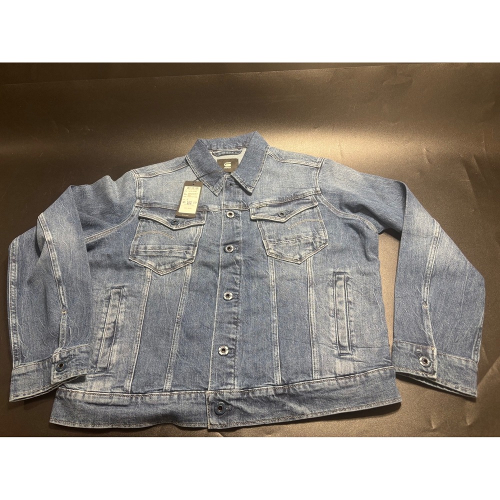 G-Star Raw Wmn's Arc 3D Denim‎ Jacket Faded Santorini Blue Stretch Trucker L NEW